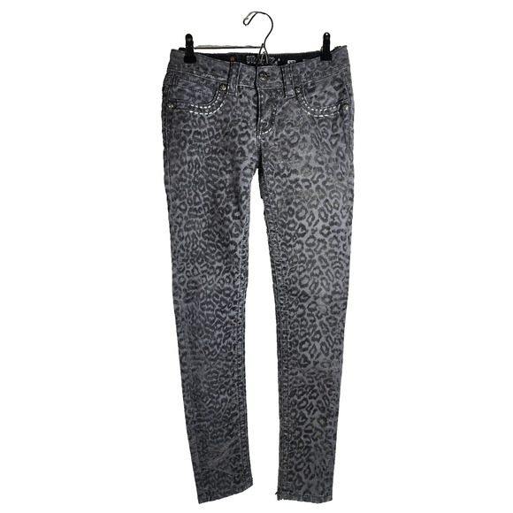 Miss Me Jeans Women’s Sz 27 CARGO SIGNATURE RISE SKINNY LEOPARD PRINT Inseam 33" - Picture 3 of 8